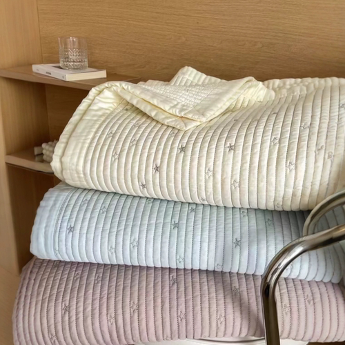 韩国小星星双面莫代尔天丝床盖三件套夏季莱赛尔凉感夹棉床单砂洗