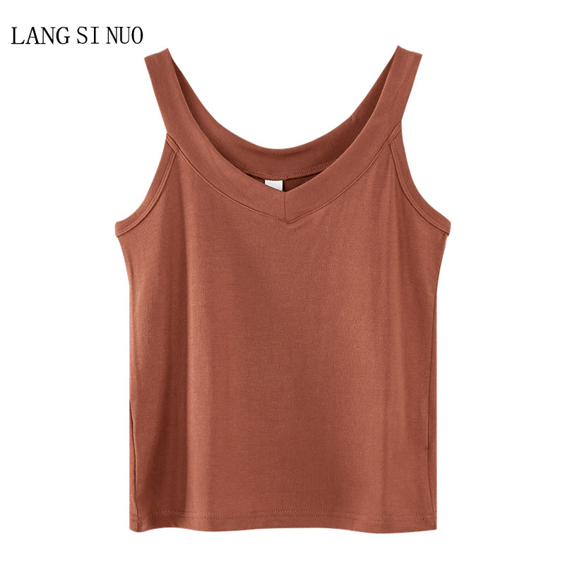 v领短款背心上衣女新款韩版纯棉修身显瘦基础款吊带内搭打底衫