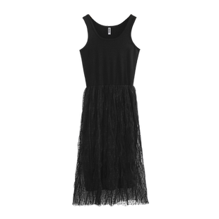 秋季新款背心裙无袖桔梗裙背心打底连衣裙中长款过膝内搭网纱裙子