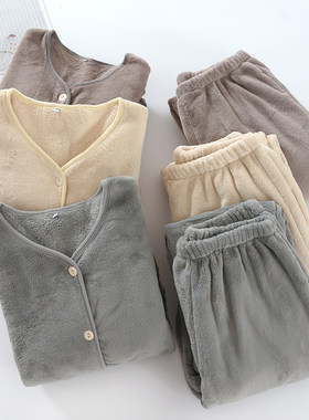短毛法兰绒套家居服睡衣套