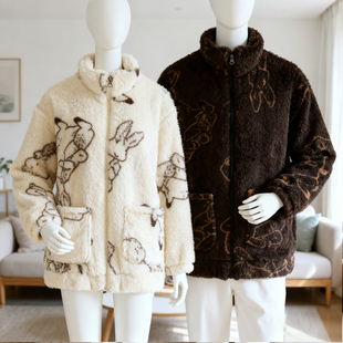 单件上衣珊瑚绒情侣睡衣冬季女款加厚大码法兰绒男士秋冬款家居服