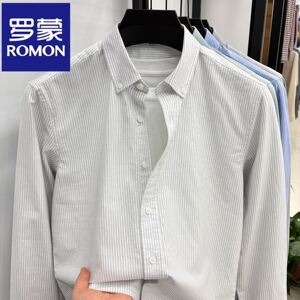 罗蒙官方正品纯棉长袖衬