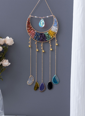 七彩碎石水晶玛瑙生命树捕梦网手工工艺品创意风铃挂件景区纪念品
