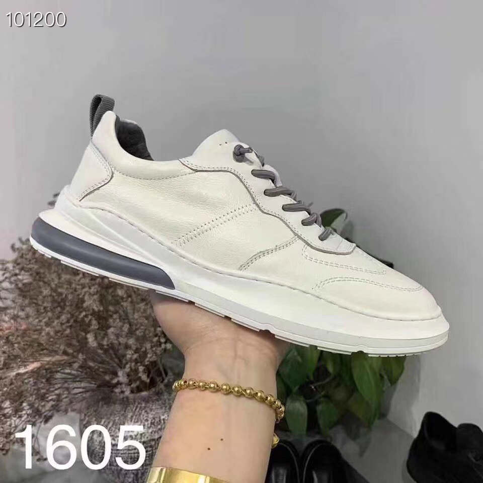 进口头层牛皮老爹鞋男潮鞋真皮白色运动鞋一脚蹬男鞋网红小白鞋