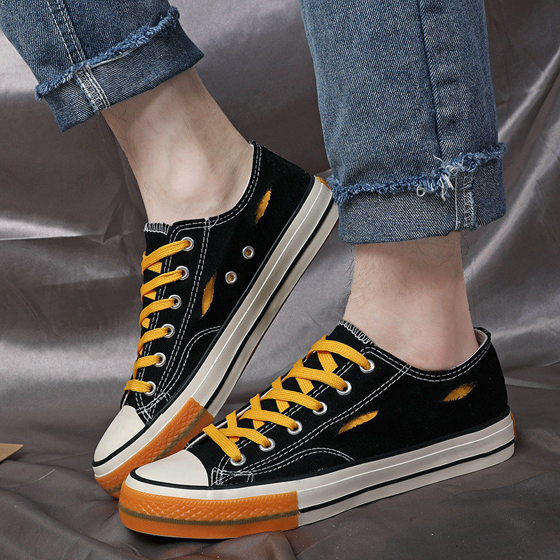 新款透气百搭帆布鞋男韩版潮流低帮休闲板鞋学生个性拼色平底球鞋在类目 流行男鞋, 帆布鞋中 - 来自Buy2taobao.com提供专业的淘宝代购服务