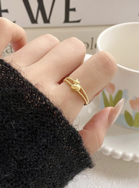 新中式沙金拉丝小葫芦活口戒指