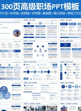 PPT模板年终汇报高级总结述职报告工作汇报甘特图时间轴PPT模板