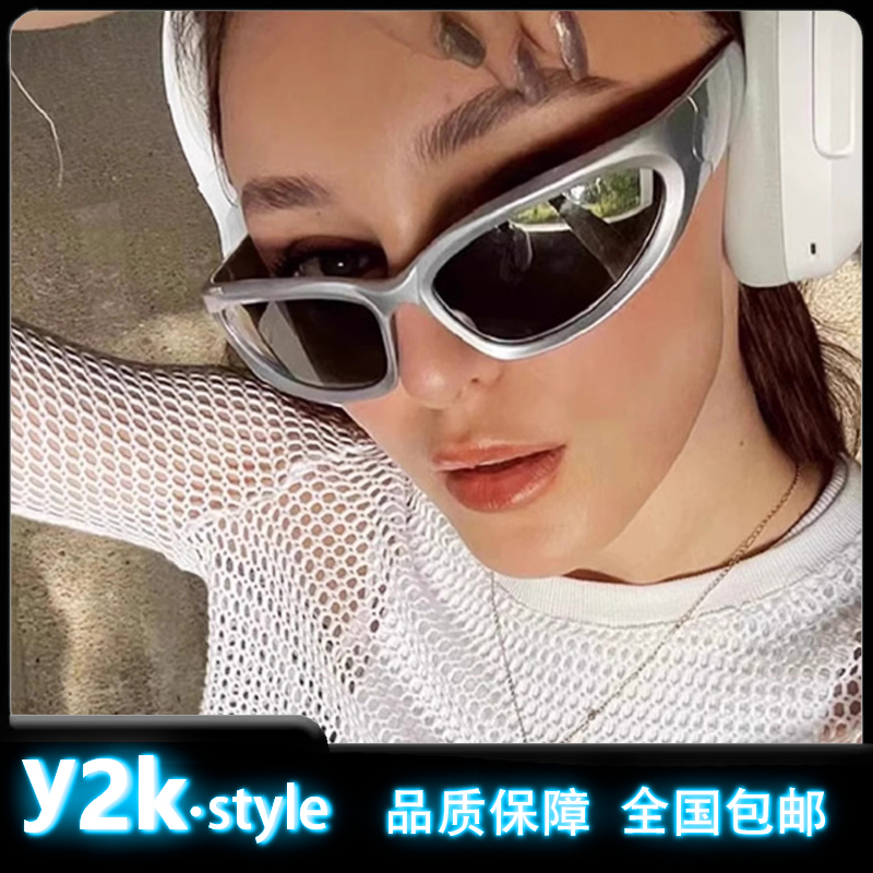Y2K穿搭墨镜李明德同款千禧风护目运动太阳眼镜未来感猫眼墨镜女