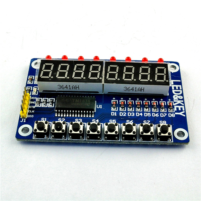 TM1638 按键数码管LED显示模块（8位数码管\LED\按键)电子模块