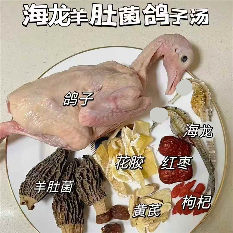 羊肚菌花胶海龙鸽子汤秋冬女性滋养身心汤鱼胶羊肚菌海龙炖鸡汤包
