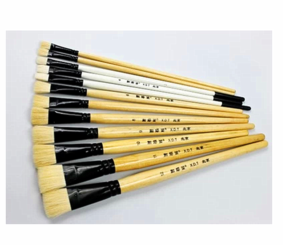 榭德堂 短白杆羊毛羊毫画笔水粉笔平头画笔木杆单支笔刷排笔