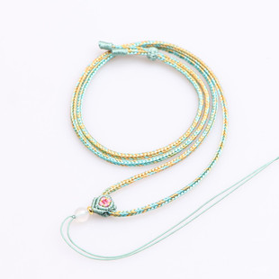 翡翠玉佩绳子女双色项链绳可调节手工编织挂绳吊坠桃花项链挂绳