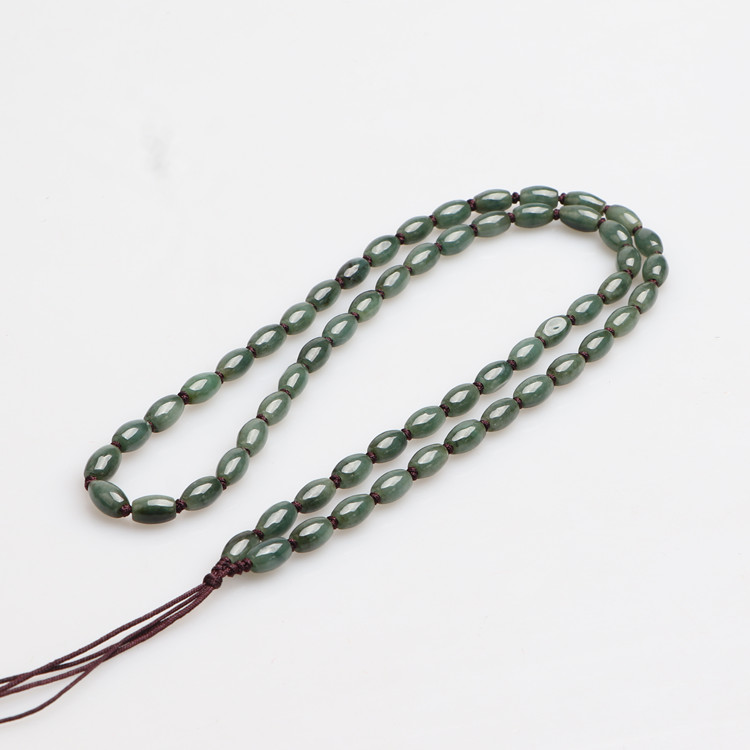 翡翠油青吊坠绳三彩玉饰品珠链绳