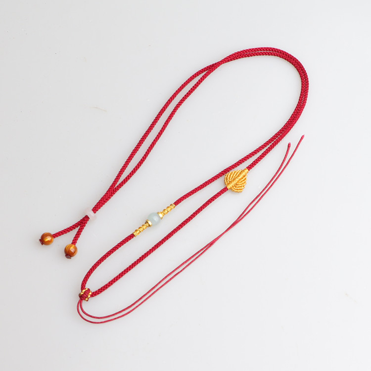 手工编织细吊坠挂绳男女一叶暴富项链绳高档平安扣蜜蜡黄金挂绳