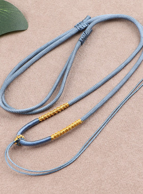 黑色金线平结挂件绳diy金线手工编织黄金蜜蜡和田玉吊坠女款挂绳