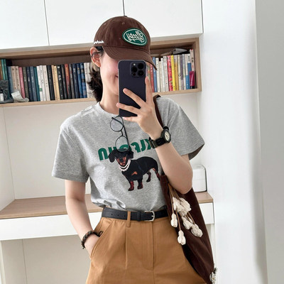 BONSE腊肠狗趣味印花T恤