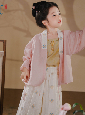 乌扣.令仪 女童新中式童装春夏日常明制儿童改良套装对穿交裤装