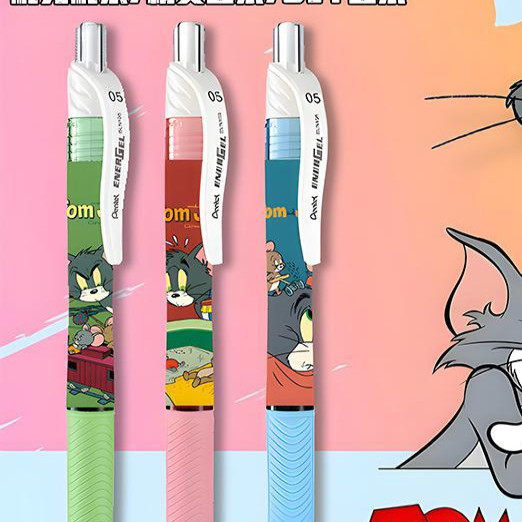 日本Pente派通猫和老鼠DIY中性笔可替换笔芯专用按动黑色笔礼盒装