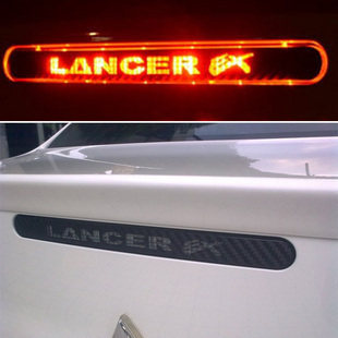 3D碳纤维贴纸 三菱翼神专用高位刹车灯专用贴 字母LANCER EX