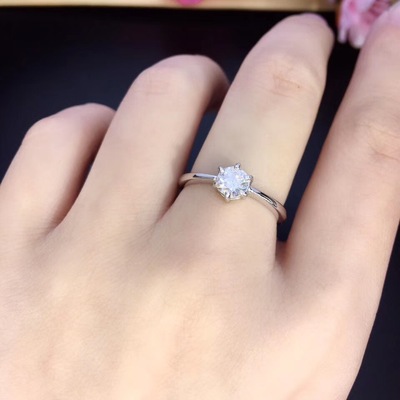 正品D色莫桑石钻戒1克拉纯银情侣男女轻奢时尚指环结婚首饰