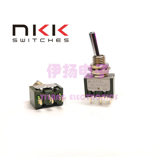 NKK日本原装进口钮子开关 3脚2档 M-2012 6MM安装孔 焊脚 ON-ON