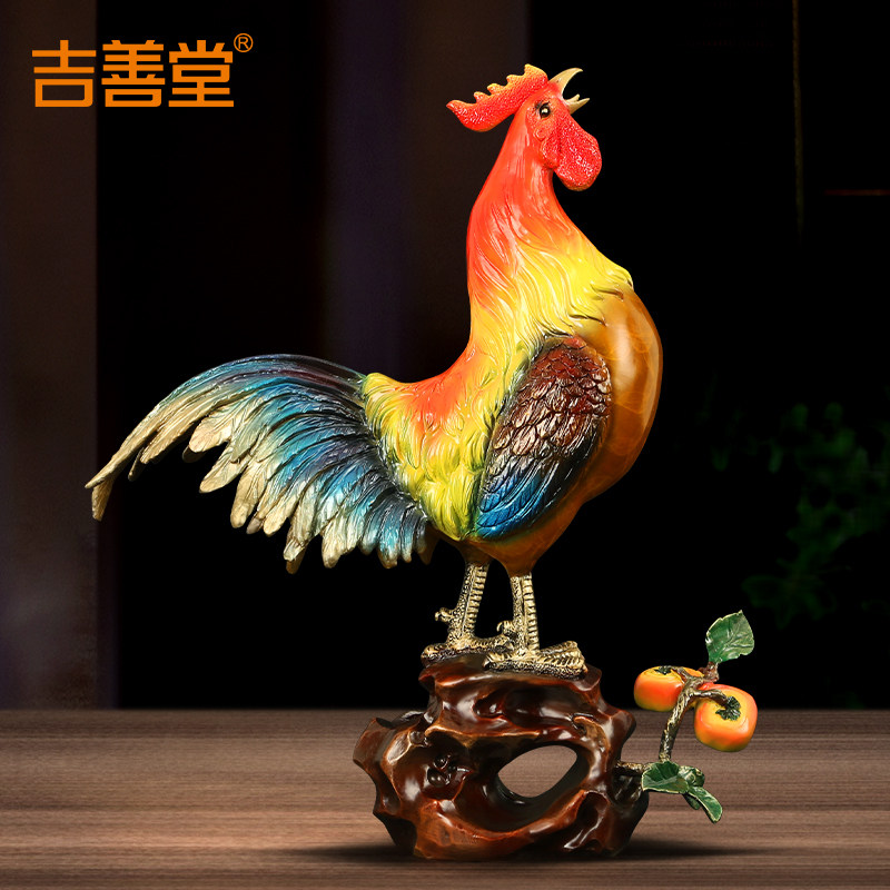 吉善堂铜公鸡摆件招财客厅装饰品