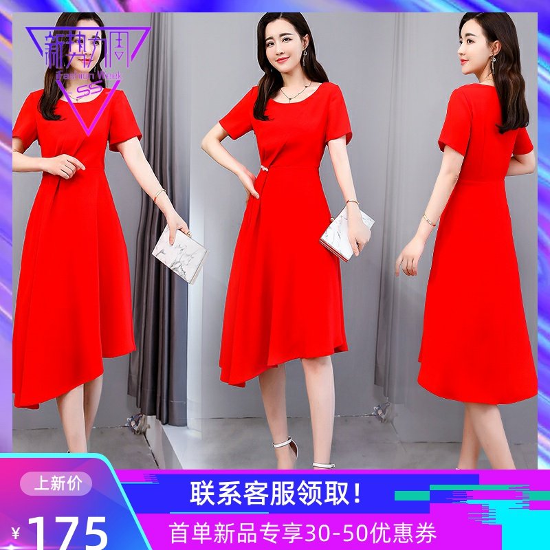 2020新款大童牛仔紧身可针果鱼短袖西装欧根纱连衣裙v领草莓爱店