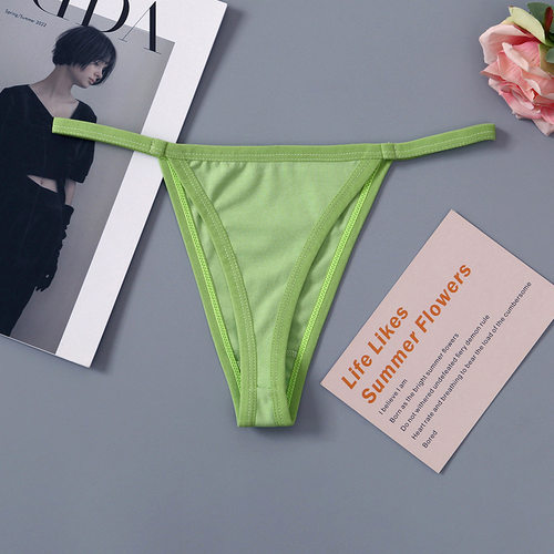 纯棉细带丁字裤女低腰瑜伽t裤