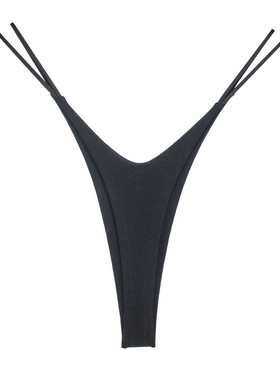 欧美性感高开叉丁字裤女纯棉健身运动女士双层比基尼内裤细带T裤