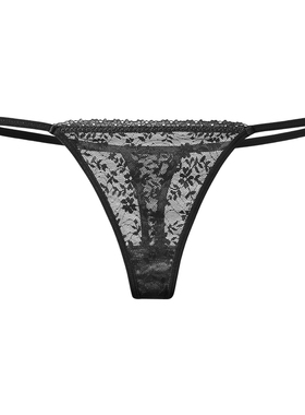 欧美超薄透明印花蕾丝细带丁字裤女低腰无痕镂空性感健身瑜伽T裤