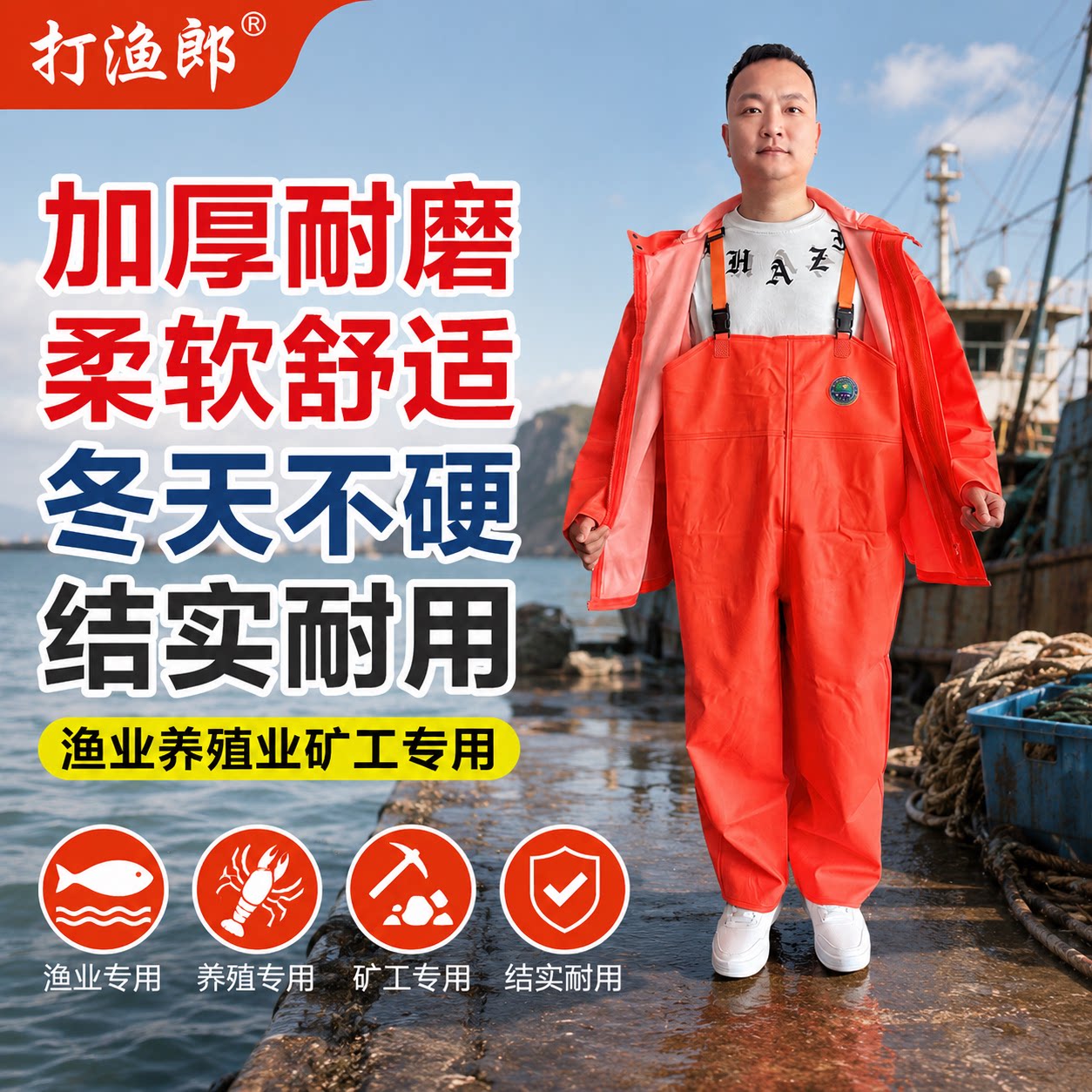 加厚防水背带养殖裤钓鱼服套装