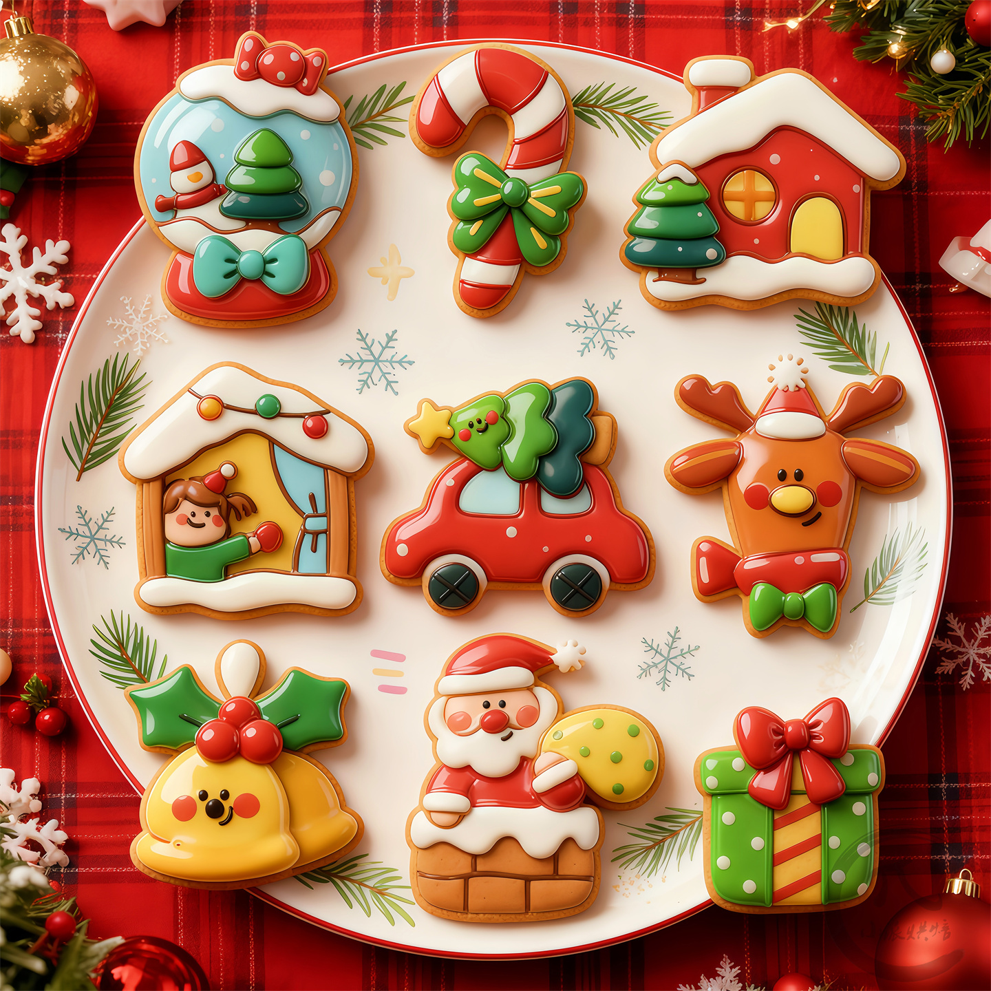 INS圣诞节卡通糖霜饼干模具水晶球麋鹿房子老人铃铛烘焙印模曲奇