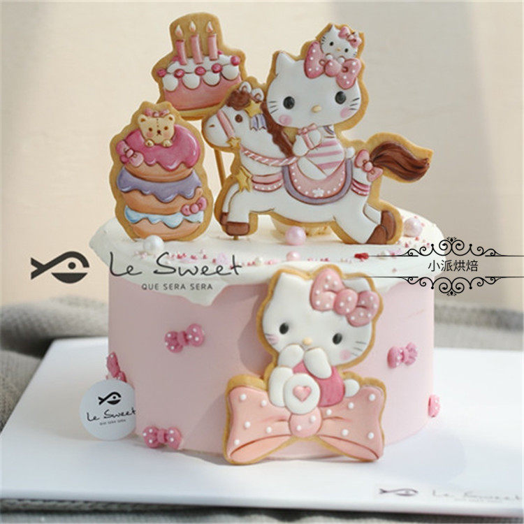 乐甜鱼鱼出品hellokitty卡通曲奇糖霜饼干模具可爱猫咪印模烘焙