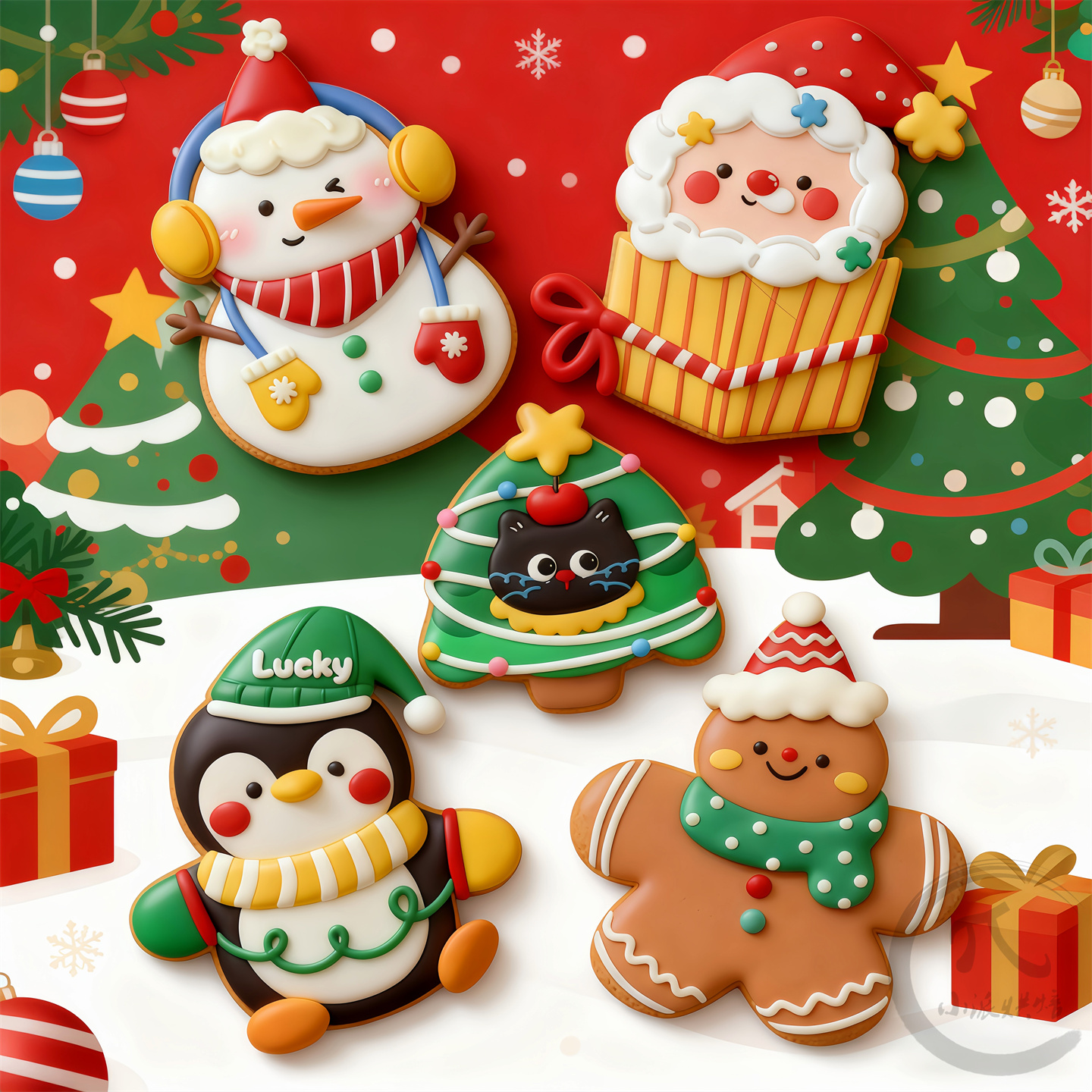 ins圣诞节企鹅饼干模具姜饼人圣诞老人圣诞树卡通家用烘焙印模