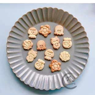 迷你袖珍小饼干印模海洋贝壳卡通儿童辅食牛奶咖啡伴侣印乌龟