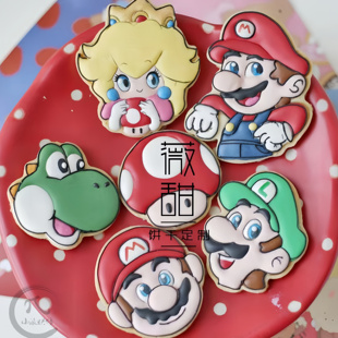 薇甜老师糖霜饼干模具超级玛丽马里奥卡通蘑菇曲奇印游戏中式