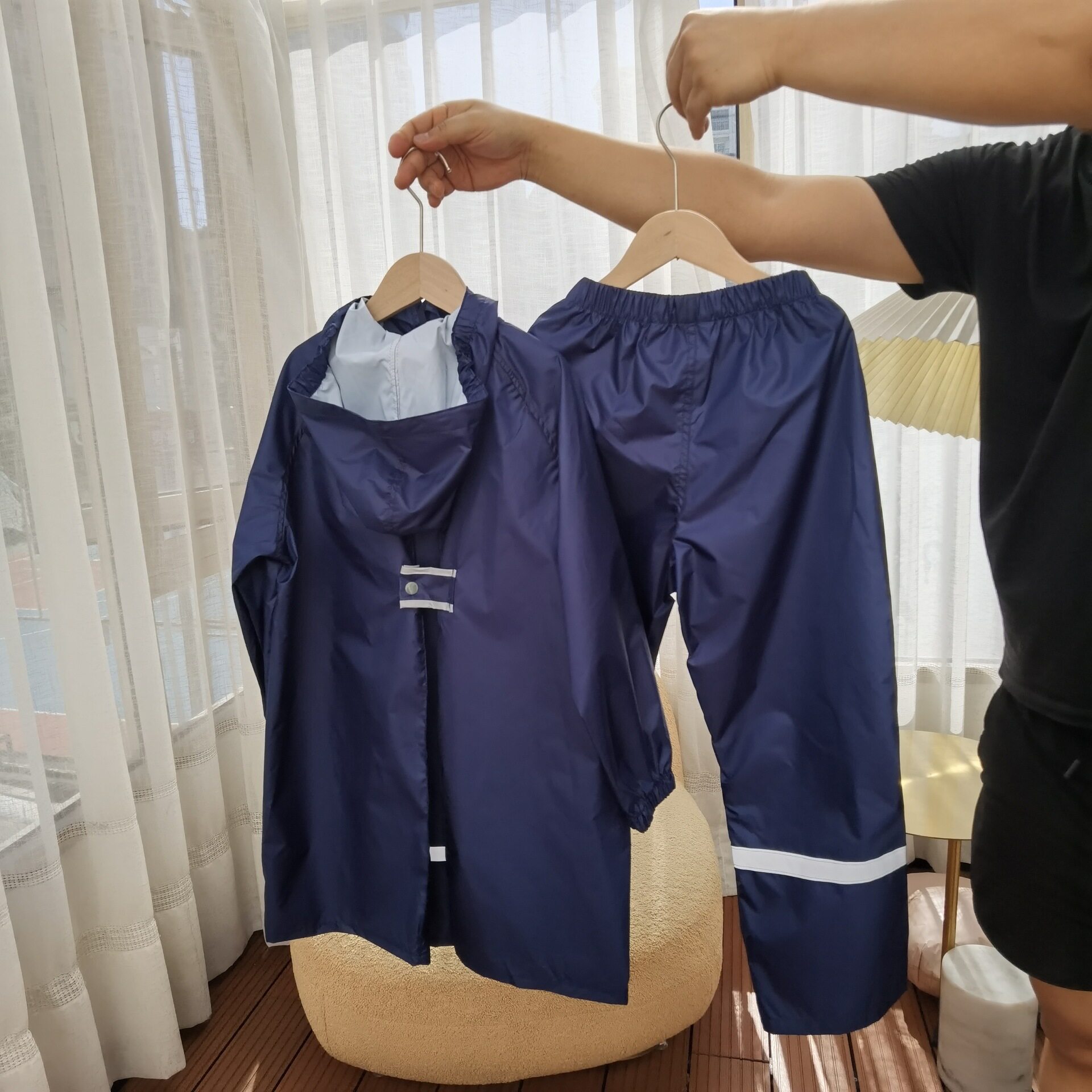 儿童雨衣雨裤两件套装分体纯色四季小学生中大童分体带书包位雨披