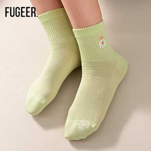 副歌女袜子网眼棉袜透气吸汗甜美百搭薄款中筒袜运动夏天凉爽袜子