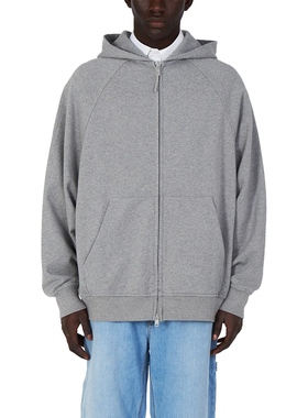 NOLOGO2025秋季新款灰色连帽开衫拉链卫衣宽松男士外套cleanfit