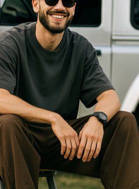 NOLOGO 260克索罗娜速干凉感短袖T恤男士2025年新款boxy短宽版型