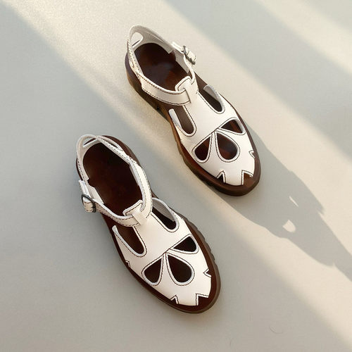 鞋时光罗马鞋镂空玛丽珍