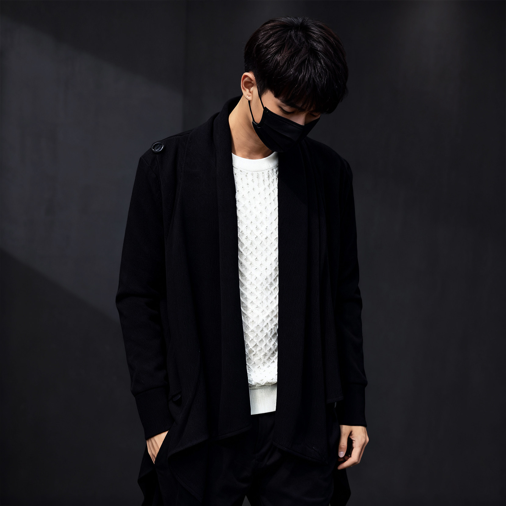 帅气开衫修身大码披风潮牌翻领外套青少年卫衣男款2026新款嘻哈风