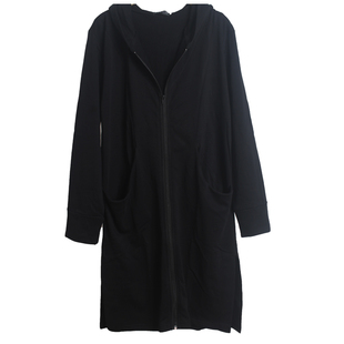 秋冬暗黑拉链长款风衣外套男高级感潮牌帅气修身连帽斗篷披风过膝