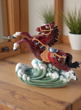 陶瓷生肖招财风水马客厅摆件礼品