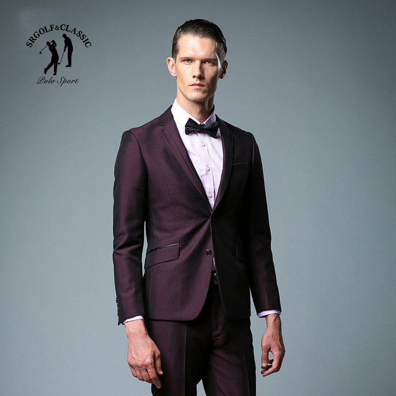 安杰安尼男装秋冬紧身紫红色休闲西服男士单西便西aj353037647