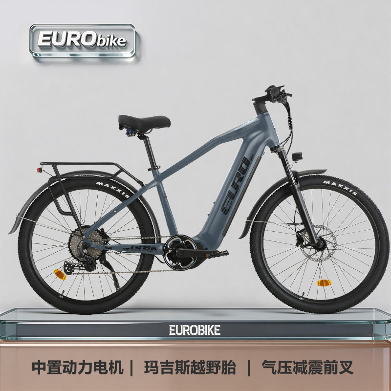 Eurobike中置电机越野电动自行车可提锂电池四缸油碟电助力自行车