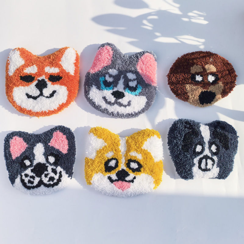 俄罗斯戳戳绣手工卡通diy自制杯垫可爱狗狗解压创意礼物简单自绣