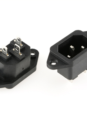 AC-04 AC电源插座品字型带耳朵安装孔10A250V三角插座 3P电源插座