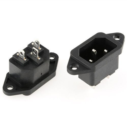 AC-04 AC电源插座品字型带耳朵安装孔10A250V三角插座 3P电源插座