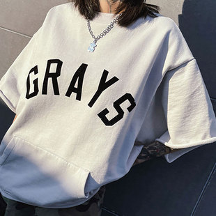 主线GRAYS字母半袖 GOD第七季 卫衣廓形FOG植绒圆领宽松潮 FEAR